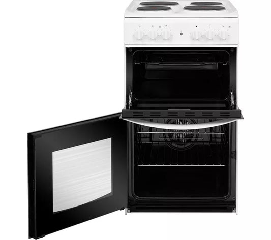 Indesit ID5E92KMW/UK Solid Plate Electric Cooker with Separate Grill, White, A Rated