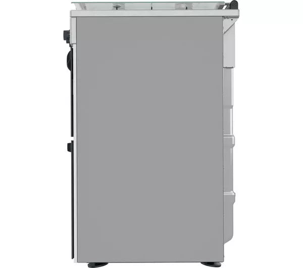 Indesit ID67G0MCX/UK Gas Cooker with Double Oven, Silver, A+ Rated