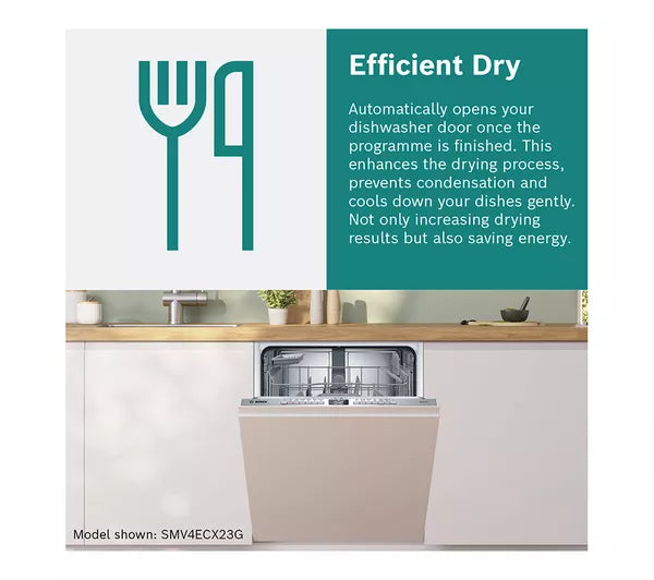 Bosch SPV4EMX25G Series 4 Fully Integrated Slimline Dishwasher, 10 Place Settings, C Rated