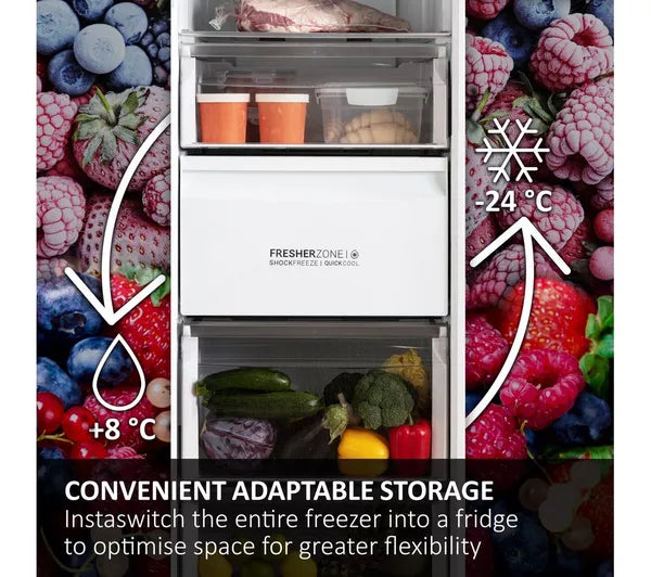 Haier InstaSwitch H4F272WEH1K 178cm High Frost Free Upright Freezer - White - E Rated