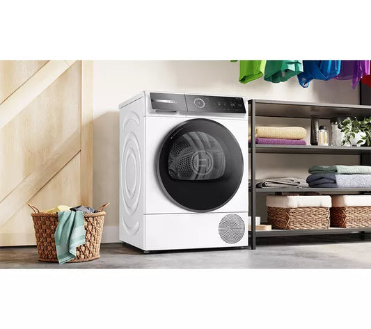 Bosch WQB246C9GB Series 8 Heat Pump Tumble Dryer, 9kg, White, A+++ Rated