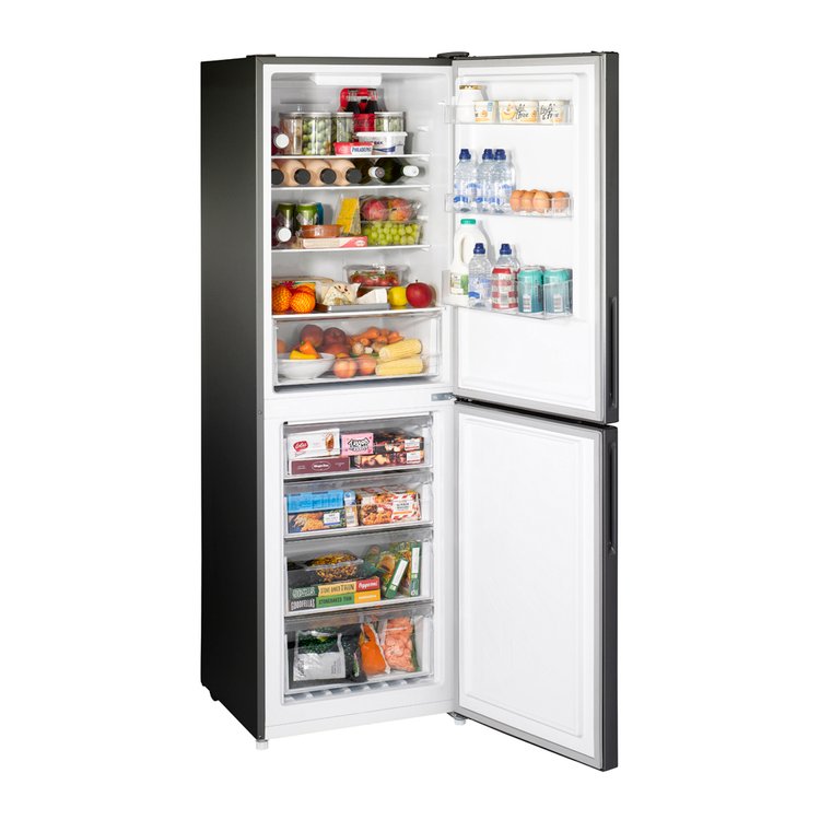 Teknix FF1860B/E, 308L Fridge Freezer, Total No Frost, Black