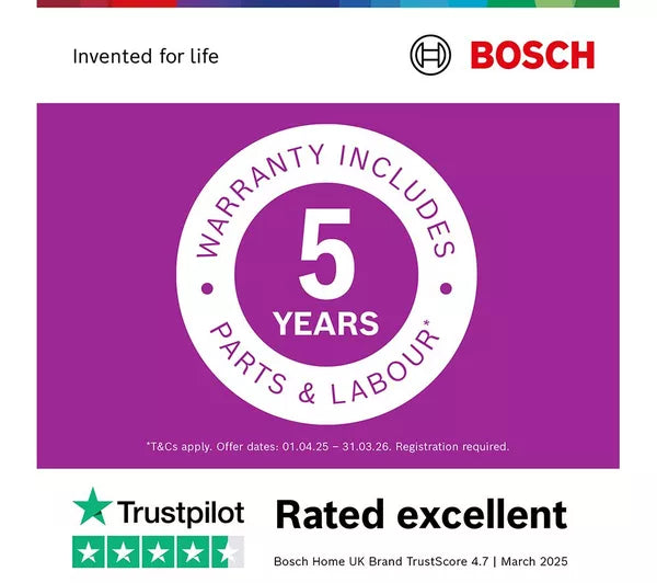 Bosch SMS4EMI06G Series 4 Dishwasher, 14 Place Settings, Silver, B Rated