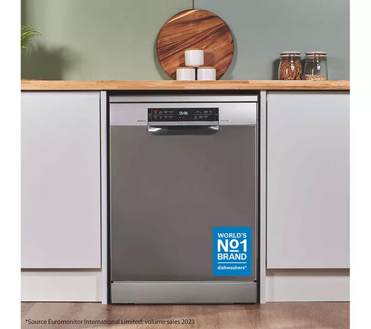 Bosch SMS6TCI01G Series 6 Dishwasher, 14 Place Settings, Silver, A Rated