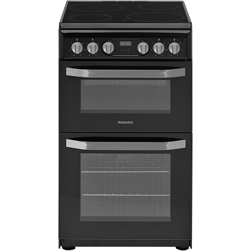 Hotpoint HD5V93CCB/UK Ceramic Electric Cooker with Double Oven, Black, A Rated