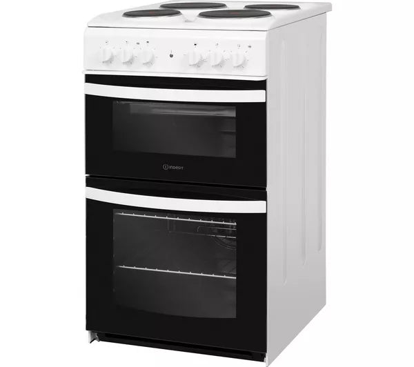 Indesit ID5E92KMW/UK Solid Plate Electric Cooker with Separate Grill, White, A Rated