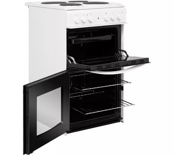 Indesit ID5E92KMW/UK Solid Plate Electric Cooker with Separate Grill, White, A Rated