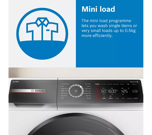 Bosch WGB256A1GB Series 8 i-Dos Washing Machine, 10kg, 1400 Spin, White, A Rated