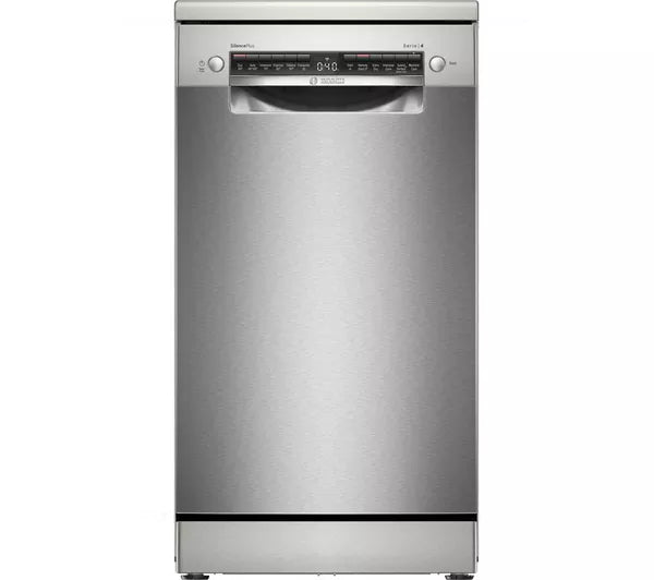 Bosch SPS4HMI49G Series 4 Slimline Dishwasher, 10 Place Settings, Silver, E Rated