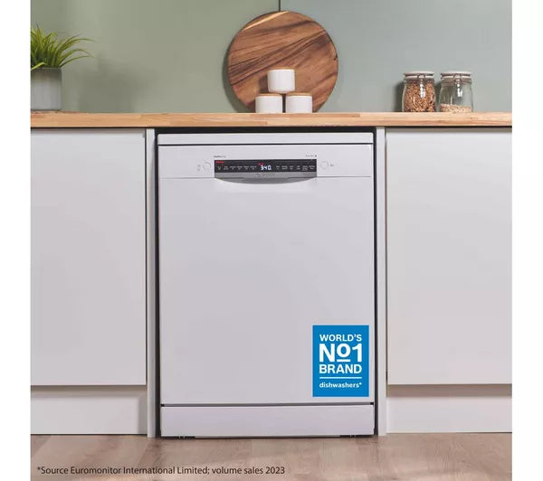Bosch SMS6ZCW10G Series 6 Dishwasher, 14 Place Settings, White, B Rated