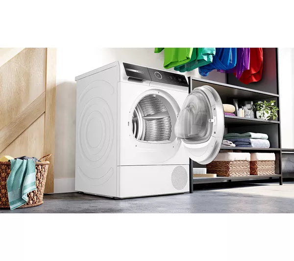 Bosch WQB246C9GB Series 8 Heat Pump Tumble Dryer, 9kg, White, A+++ Rated