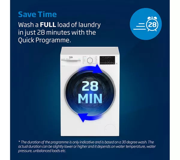 Beko RecycledTub 8kg Wash 5kg Dry 1400rpm Integrated Washer Dryer - White