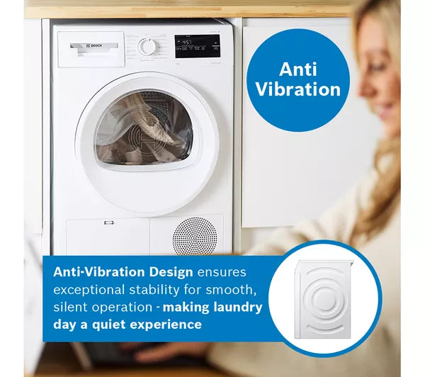 Bosch WTH85225GB Series 4 Heat Pump Tumble Dryer, 8kg, White, A++ Rated