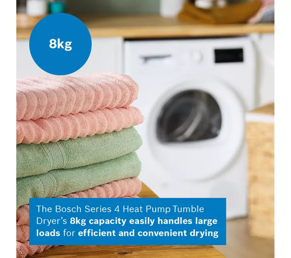 Bosch WTH85225GB Series 4 Heat Pump Tumble Dryer, 8kg, White, A++ Rated