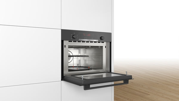 Bosch Series 4 Built-In Compact Microwave with Hot Air 60x45cm - Black
