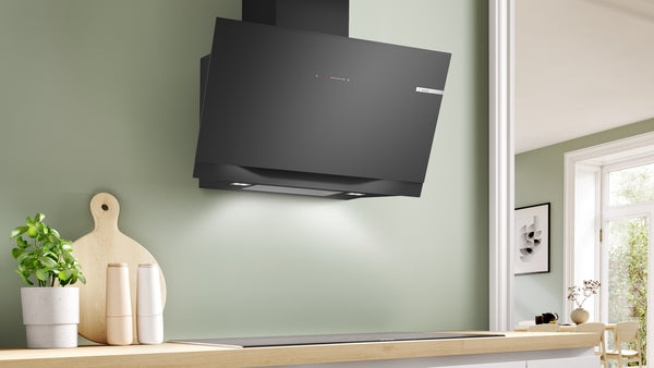 Bosch Series 8 Wall-Mounted Inclined Cooker Hood 90cm - Black Glass