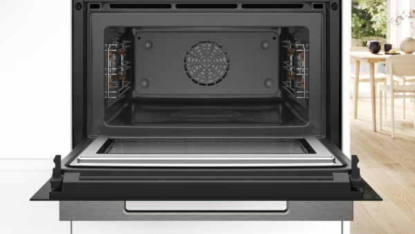 Bosch Series 8 Built-In Compact Oven with Microwave 60x45cm - Black (4D Hotair)