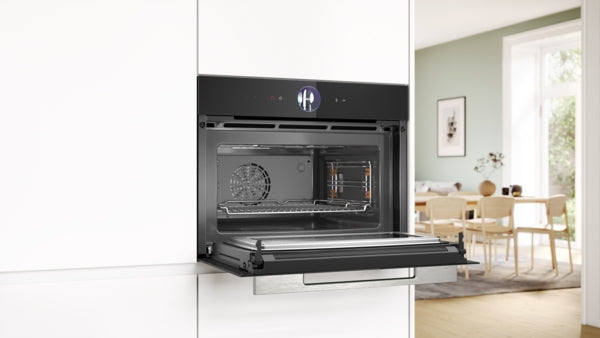 Bosch Series 8 Built-In Compact Oven with Microwave 60x45cm - Black (4D Hotair)