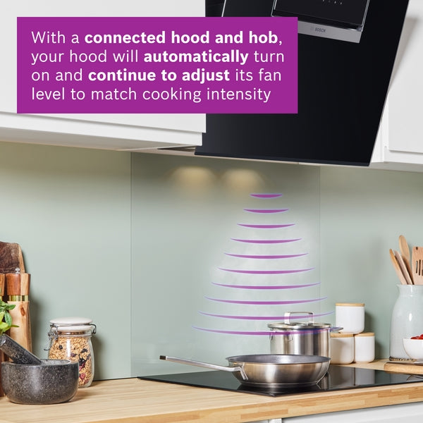Bosch Series 4 Wall-Mounted Angled Glass Cooker Hood 80cm - Black
