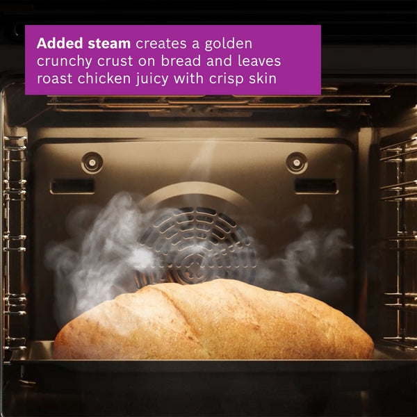 Bosch Series 8 Built-In Electric Single Oven with Steam & Air Fry - Black - A+ Rated
