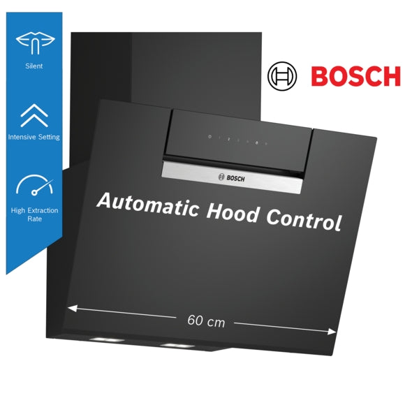 Bosch Series 4 Wall-Mounted Angled Glass Cooker Hood 60cm - Black