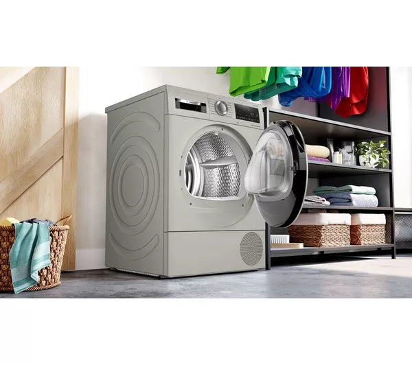 Bosch WQG245S9GB Series 6 Heat Pump Tumble Dryer, 9kg, Silver, A++ Rated