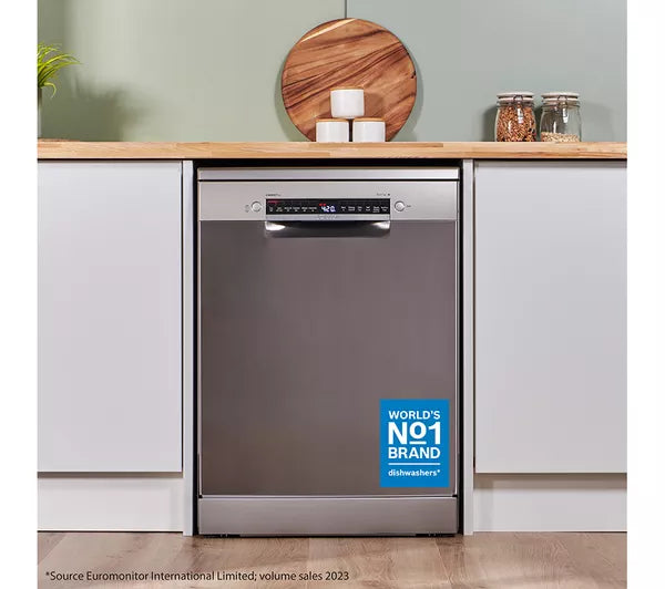 Bosch SMS4EKI06G Series 4 Dishwasher, 13 Place Settings, Silver, B Rated