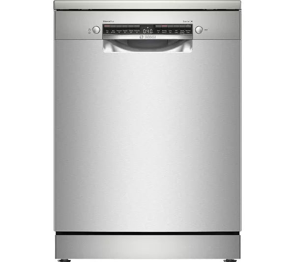 Bosch SMS4EMI06G Series 4 Dishwasher, 14 Place Settings, Silver, B Rated