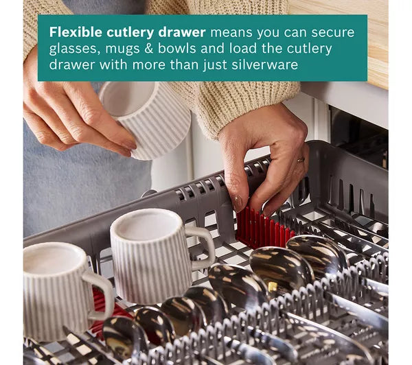 Bosch SMS4EMW06G Series 4 Dishwasher, 14 Place Settings, White, B Rated