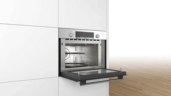 Bosch Series 4 Built-In Compact Microwave with Hot Air 60x45cm - Stainless Steel